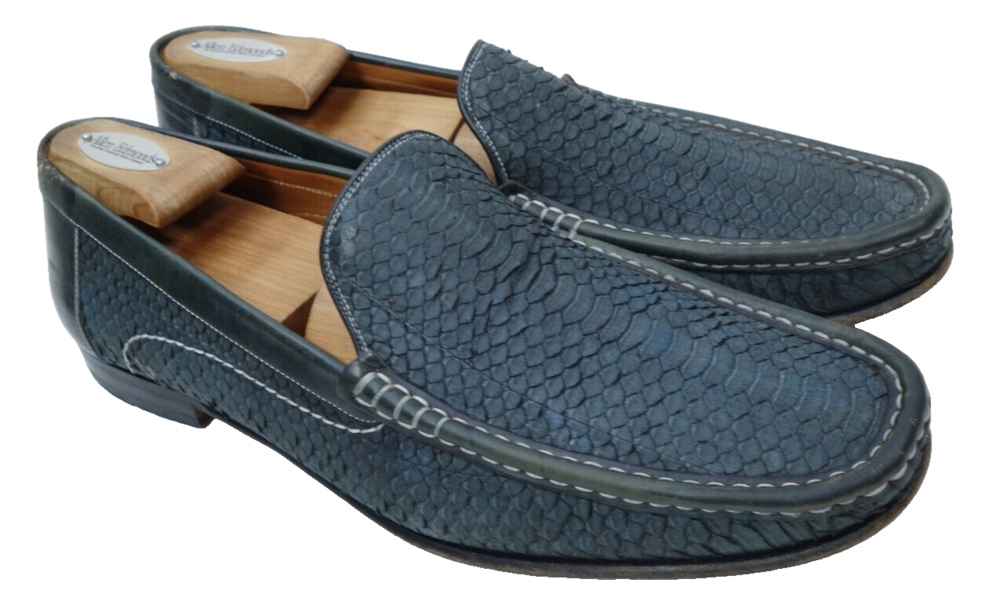 Mezlan Marius Snakeskin Leather Loafer Dress Shoes Gray Men Size 11.5 M